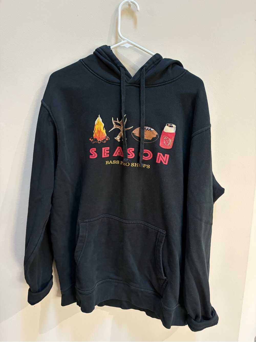 Bass Pro Shops Black Graphic Crewneck Sweatshirt with Red and Yellow Accents